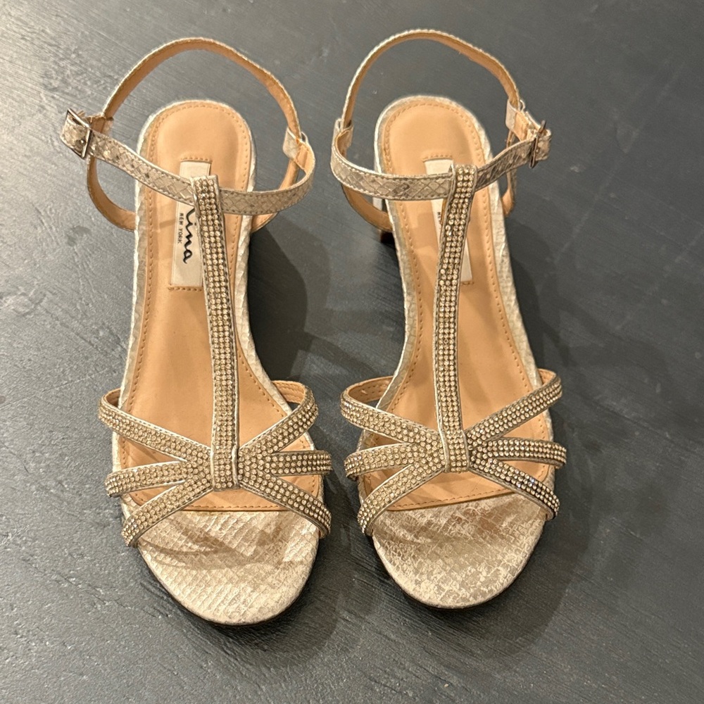 Nina Elegant Silver Crystal Strappy Heels